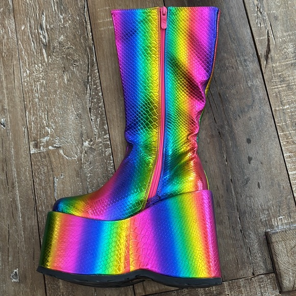 Elle 500-Amara Multi Color 5” Chunky heel Platform Boot NWT - Picture 6 of 11